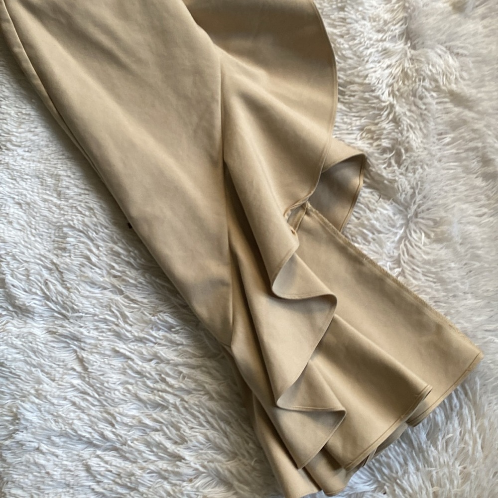 7th Avenue khaki  high low ruffles casual summer work midi skirt, size 4 - Picture 5 of 9
